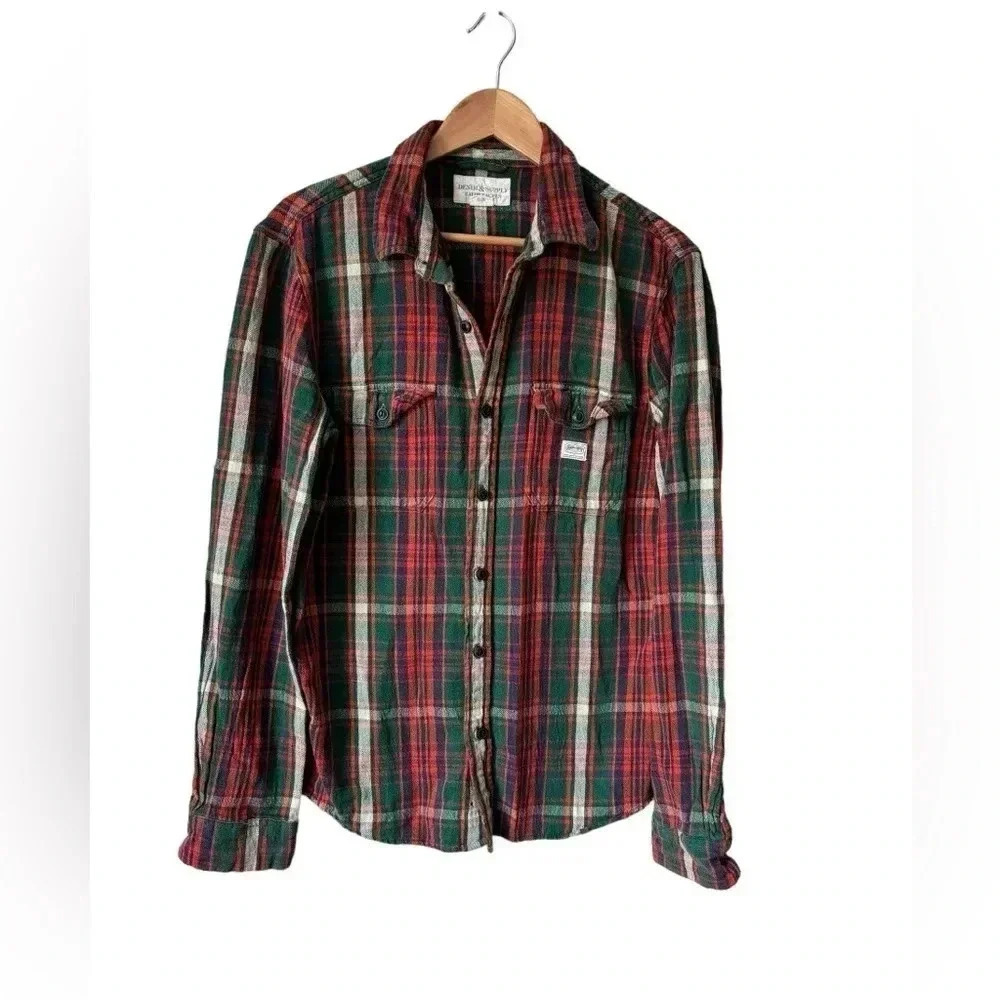 Denim & Supply Ralph Lauren Cotton Plaid Button Casual Long Sleeve Size L - Picture 10 of 10
